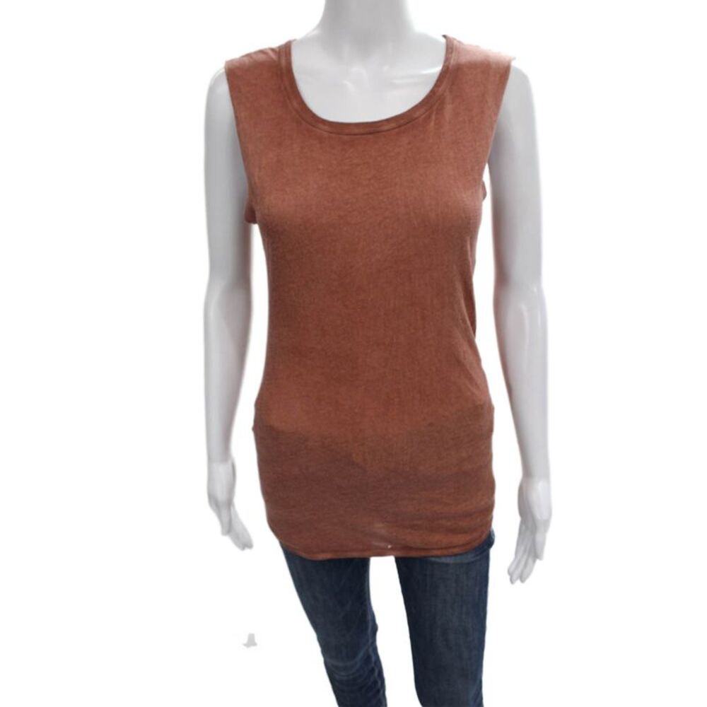 Humanoid Womens Basic Orange Organic Cotton Sleeveless Tank Round Neck Size S